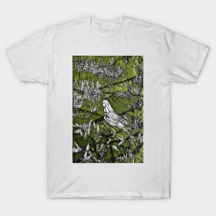 Australian Bird Woodcut 1 (Olive Green) T-Shirt